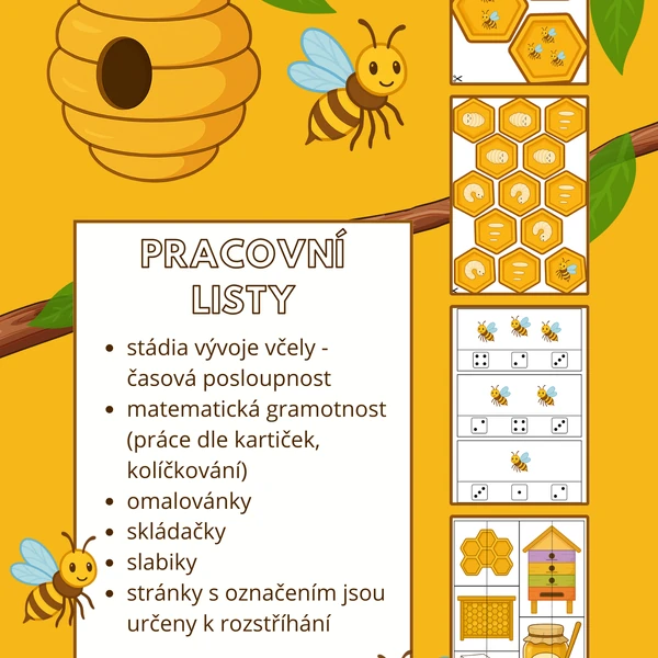 Včelky - pracovní lísty