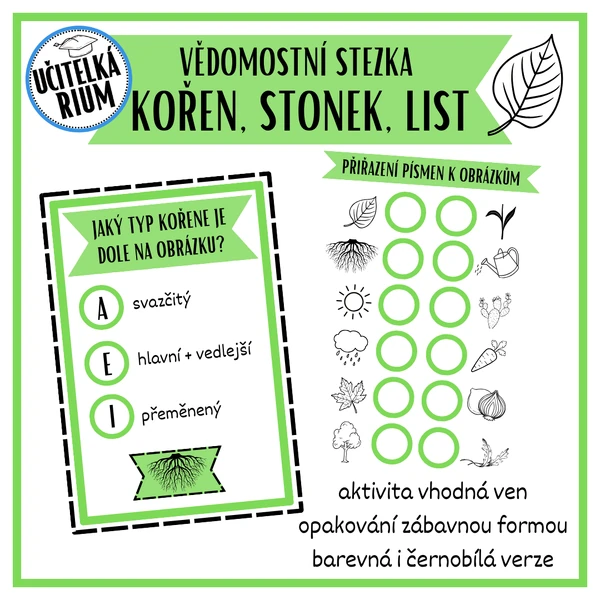 KOŘEN, STONEK, LIST - vědomostní stezka