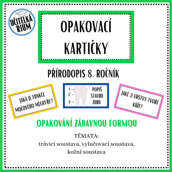 Opakovací kartičky - přírodopis 8. ročník - 3. část
