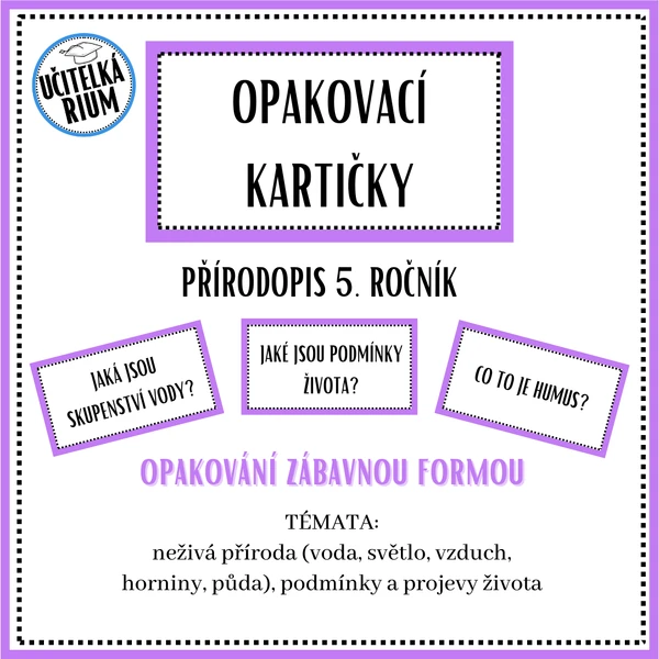 Opakovací kartičky - přírodopis 5. ročník - 1. část