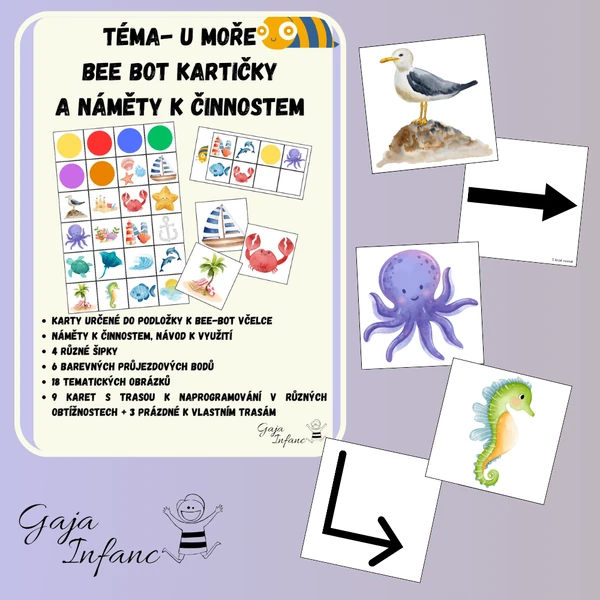 🌊 Kartičky pro Bee-Bota na téma U moře 🐚🐬