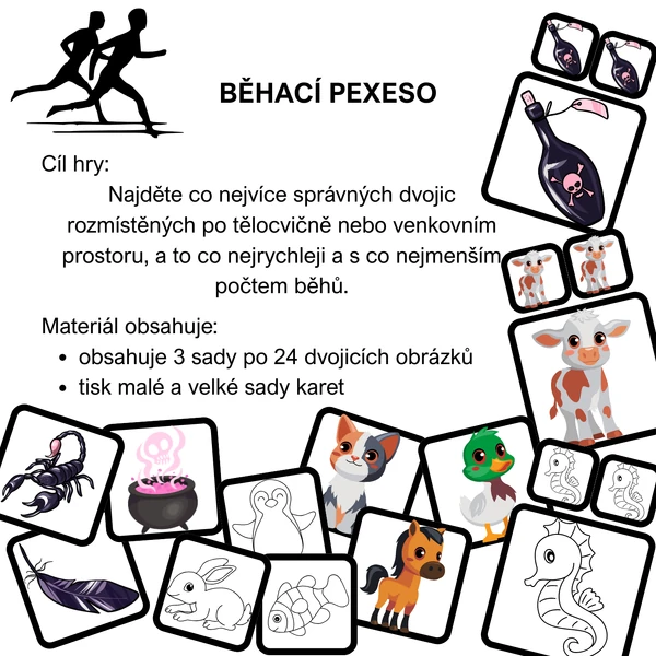 Běhací PEXESO - 3 ks sad kartiček