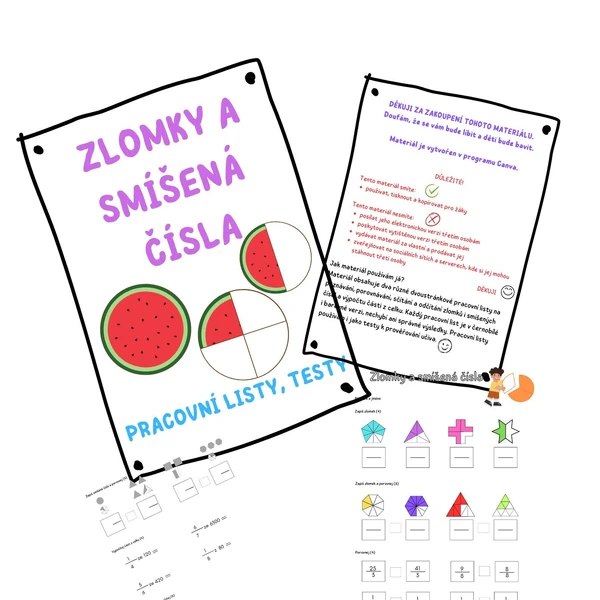 Zlomky a smíšená čísla - pracovní listy