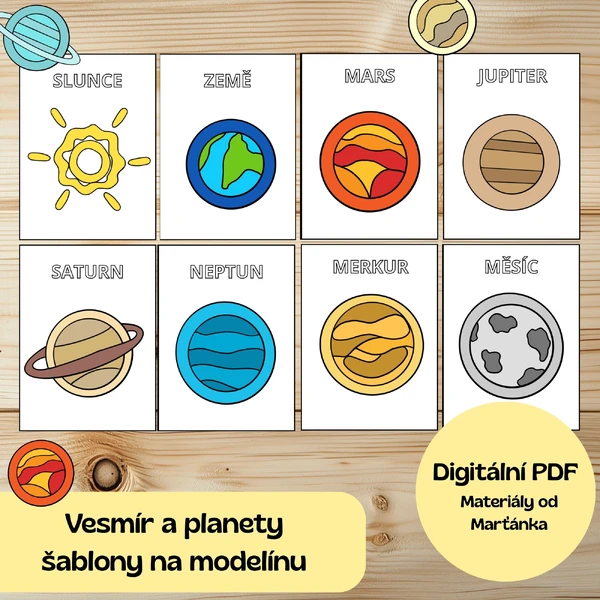 Vesmírné planety – šablony na modelínu