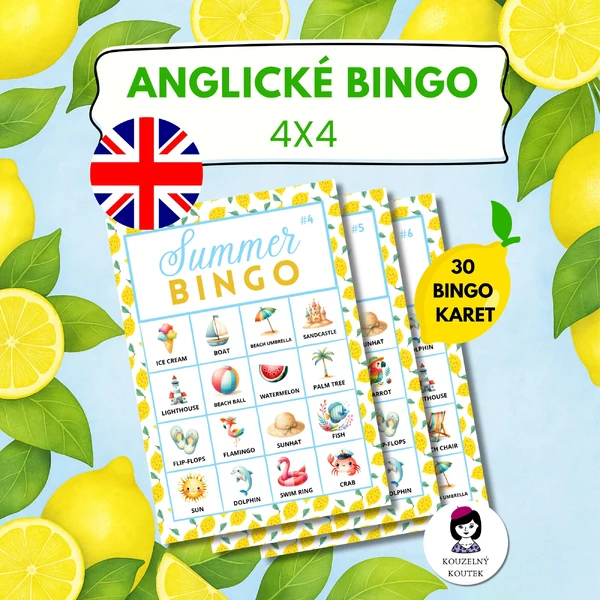 Anglické bingo | léto | prázdniny | hra na prázdniny | english game | english bingo