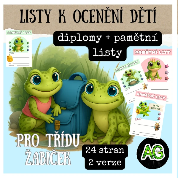 ŽABIČKY - Diplomy a pamětní listy pro třídu žabiček
