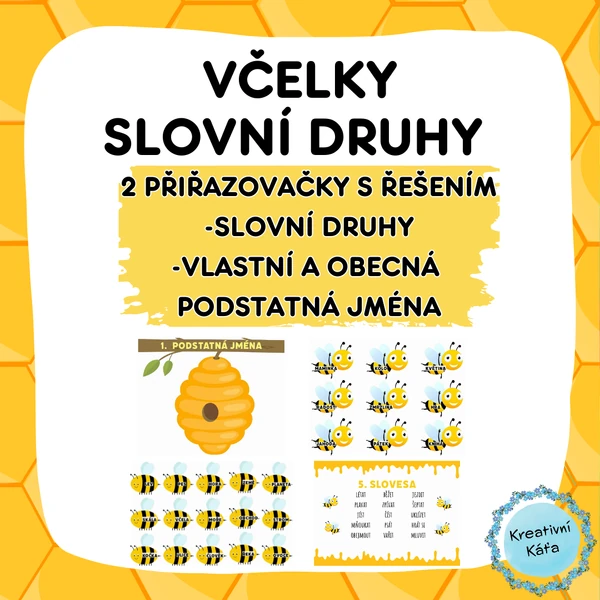 Čeština se včelkami - slovní druhy, vlastní a obecná podstatná jména