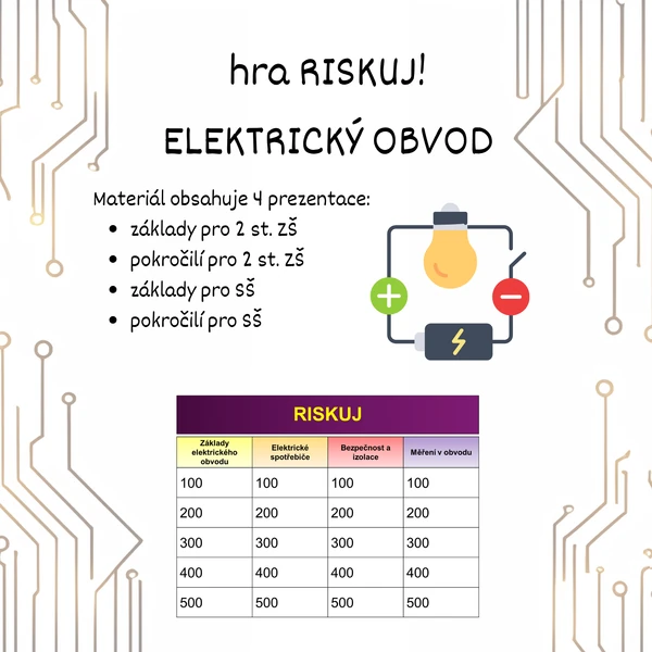 hra RISKUJ - ELEKTRICKÝ OBVOD