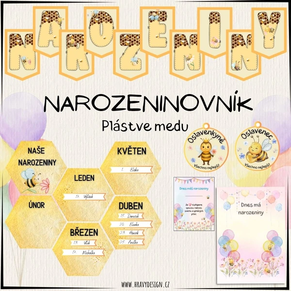 Narozeninovník - Plástve medu, včely