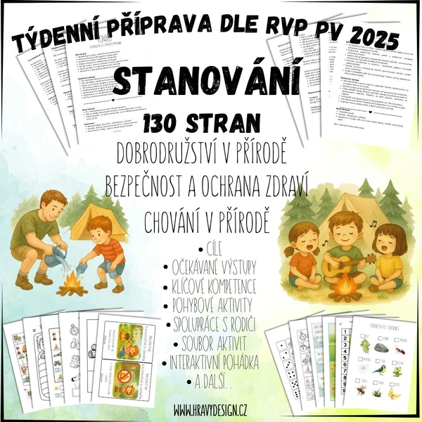 Stanování - Dobrodružství v přírodě - Týdenní příprava/plán
