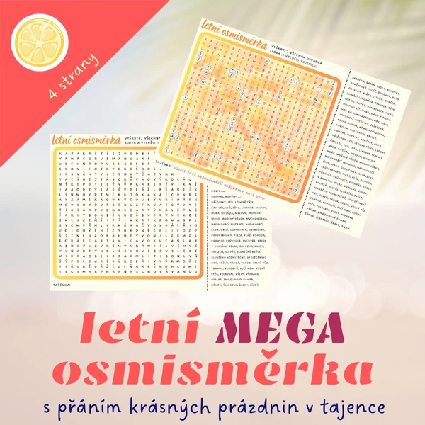 Letní MEGA osmisměrka | přání krásných prázdnin