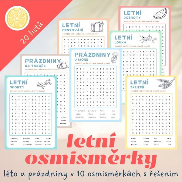 Osmisměrky na léto a prázdniny