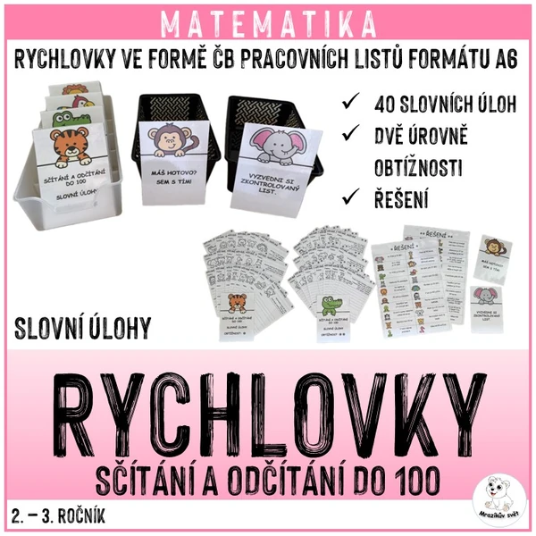Rychlovky - sčítání a odčítání do 100 (slovní úlohy)