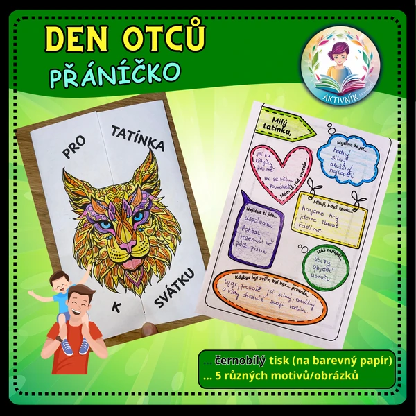 Den otců - přáníčko s pracovním listem