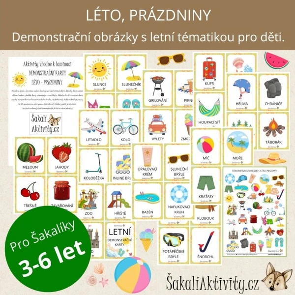  LÉTO, PRÁZDNINY - demonstrační karty 