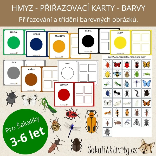  HMYZ - přiřazovací karty - barvy 