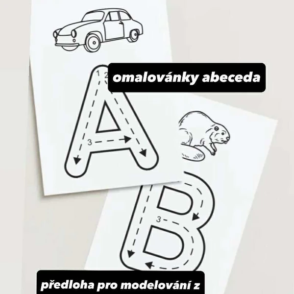 omalovánky abeceda, předloha pro modelování