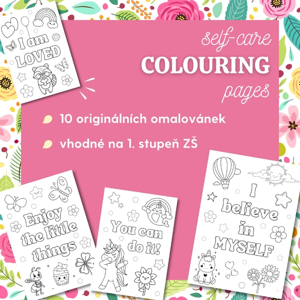 Self-care colouring pages / Omalovánky pro děti