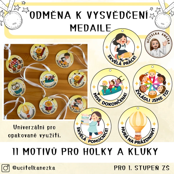 MEDAILE PRO HOLKY A KLUKY - ODMĚNA K VYSVĚDČENÍ