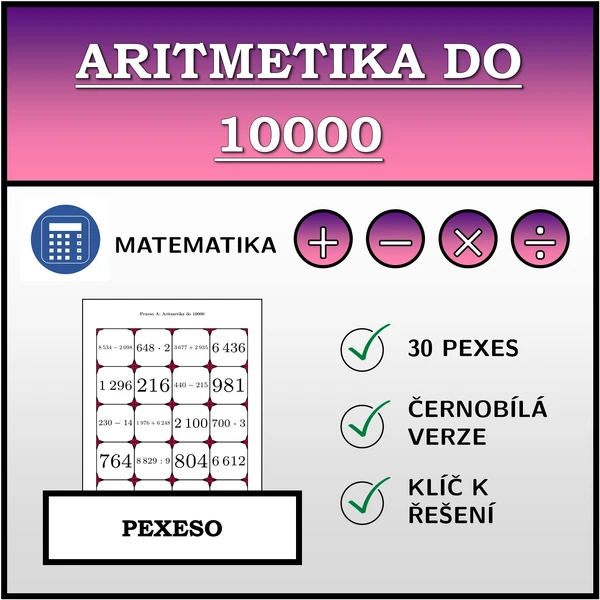 Pexeso - Aritmetika do 10000 | matematika