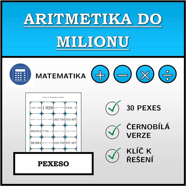 Pexeso - Aritmetika do milionu | matematika