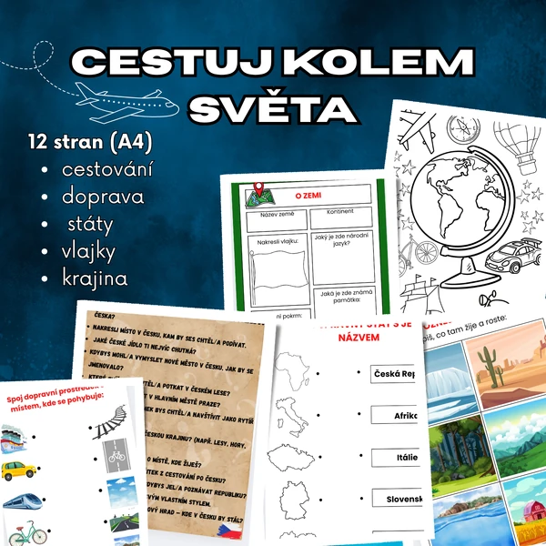 ✈️ CESTUJ KOLEM SVĚTA 🌍 - soubor pracovních listů