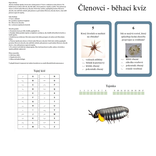 Členovci - běhací kvíz
