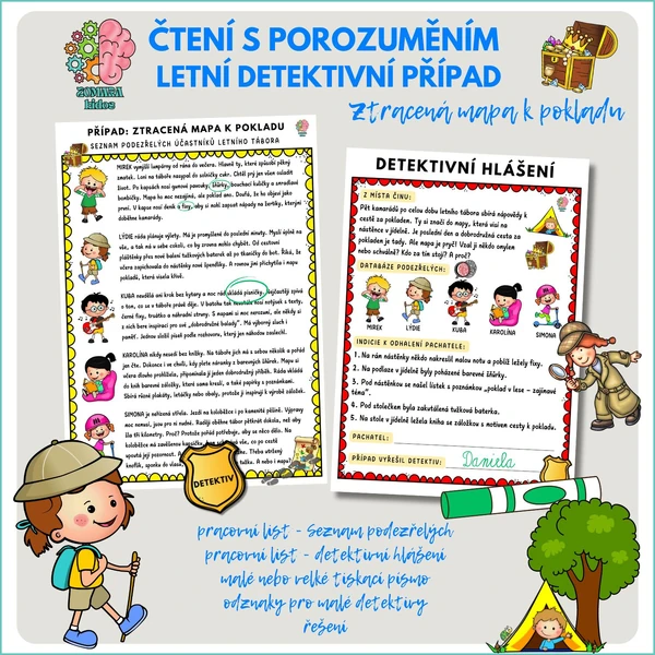 Čtení s porozuměním – letní detektivní případ: Ztracená mapa k pokladu