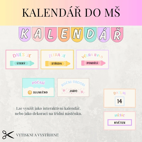 Kalendář na nástěnku do MŠ