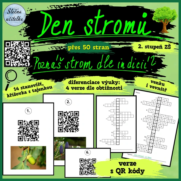 DEN STROMŮ - Poznáš strom dle indicií? (verze s QR kódy), 2. stupeň