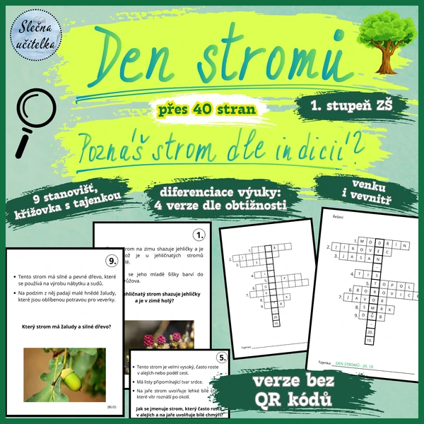 DEN STROMŮ - Poznáš strom dle indicií? (verze bez QR kódů), 1. stupeň