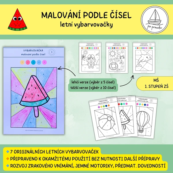Malování podle čísel - letní vybarvovačky