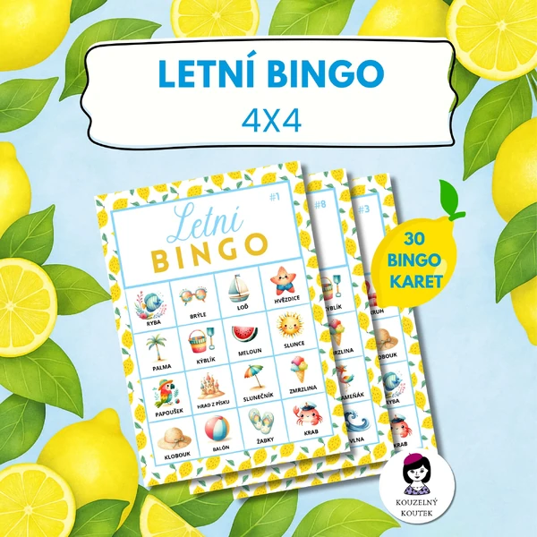 Letní bingo - hra pro děti, hra na prázdniny, letní aktivita