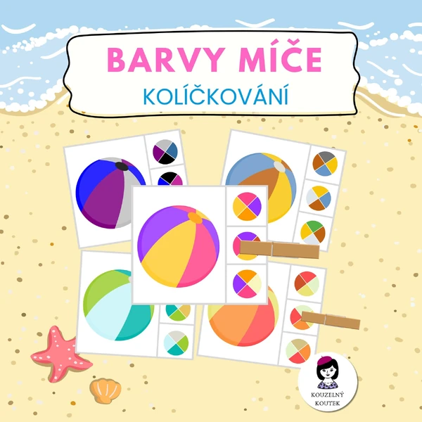 Barevné třídění | Barevné kolíčkování | Léto, prázdniny | Quiet book | Busy book