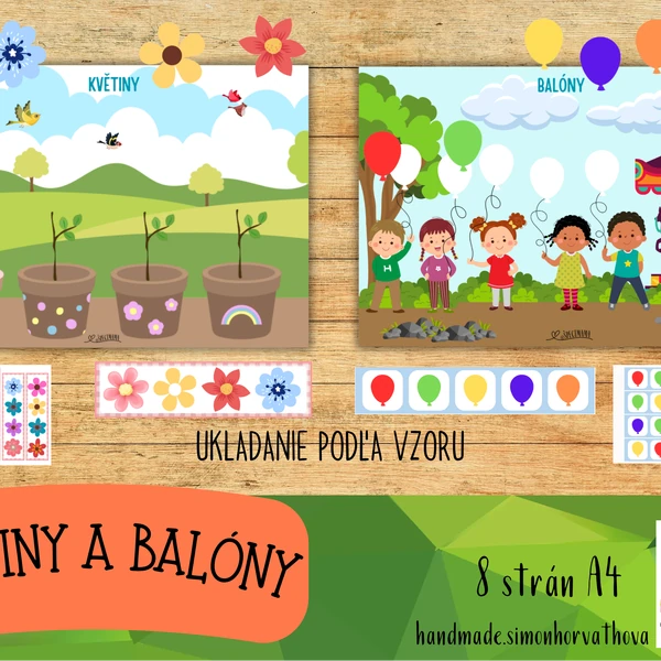 Květiny a balóny - ukládání podle vzoru, aktivity pro děti