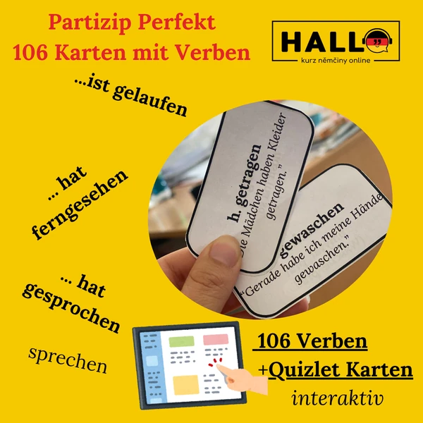 Partizip Perfekt A1-A2 106 karet+ Quizlet FlashCards