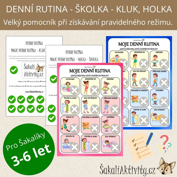  Denní rutina - chlapec, holka - školka 