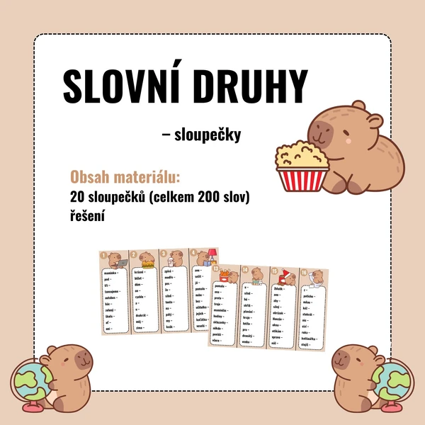 SLOVNÍ DRUHY - sloupečky