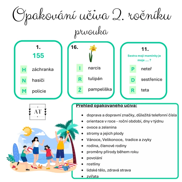 Opakování učiva 2. ročníku - prvouka - běhací hra s tajenkou