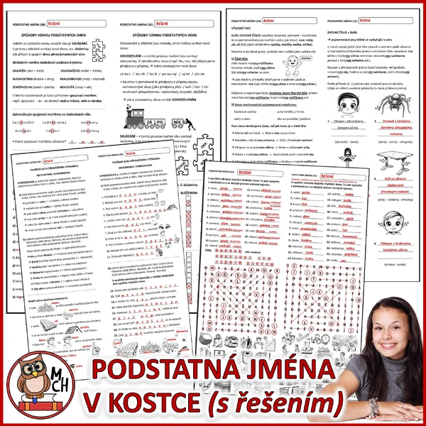 UKÁZKA: Podstatná jména v kostce (s řešením)