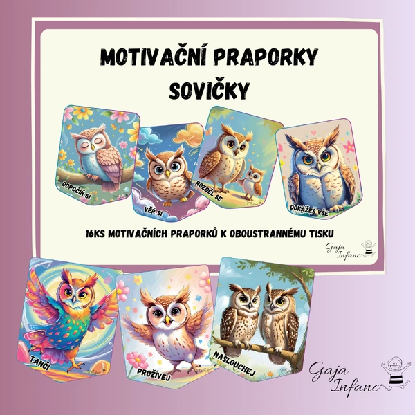 Motivační praporky - Sovičky