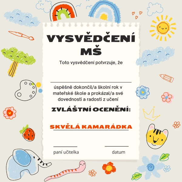 Vysvědčení MŠ