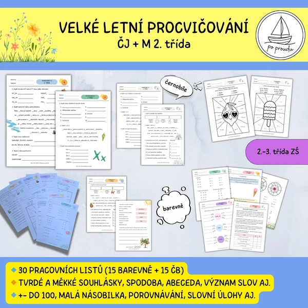 Velké letní procvičování ČJ + M 2. třída
