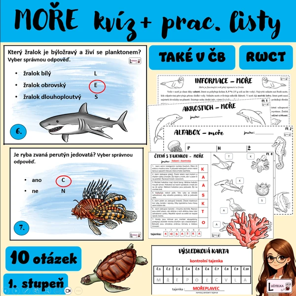 Edukační kvíz a pracovní listy - moře 
