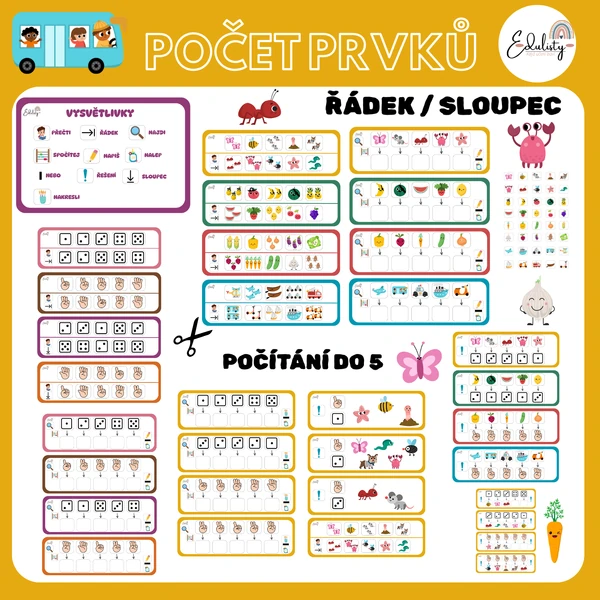 Počet prvků do 5 - s orientací v řádku a sloupci