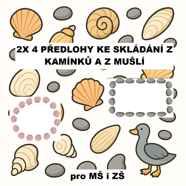 Letní předlohy ke skládání z kamínků a z mušlí