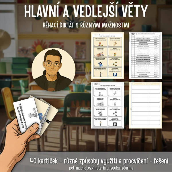 HLAVNÍ a VEDLEJŠÍ VĚTY: běhací diktát