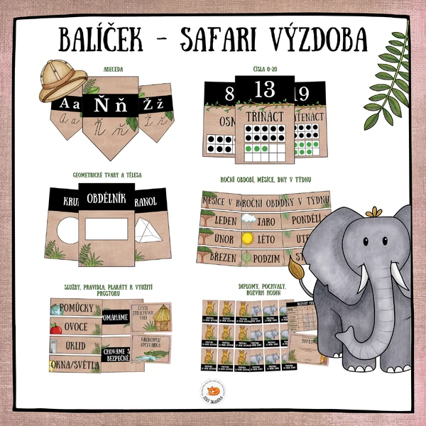 Balíček výzdoby do třídy - Safari