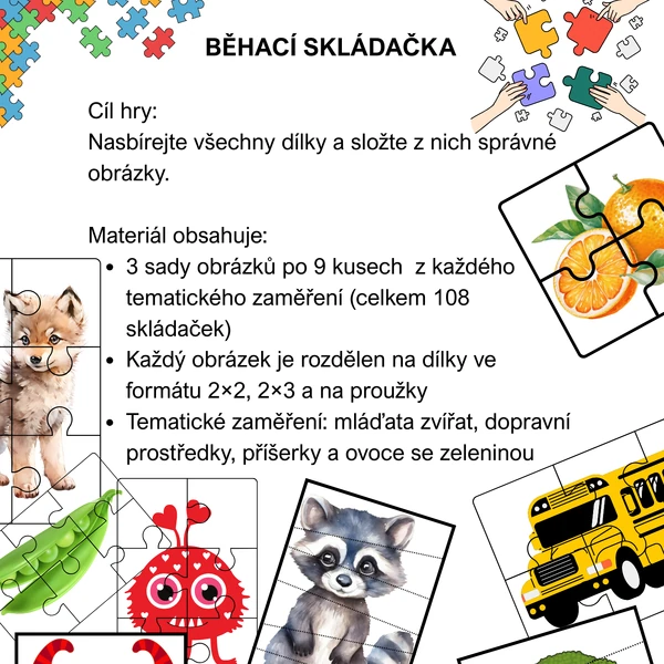 Běhací skládačka - 4 sady kartiček