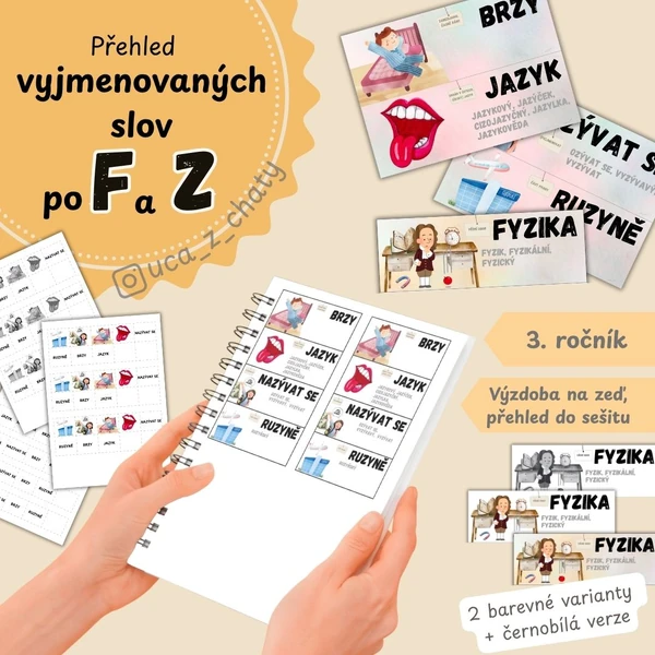 Přehled vyjmenovaných slov po F a Z